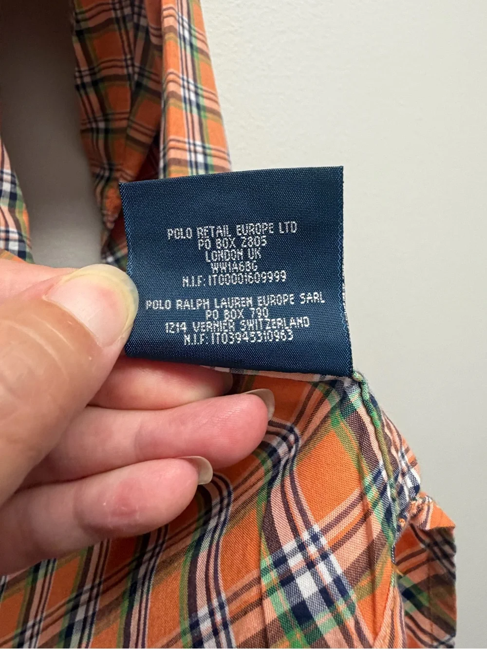 Ralph Lauren Orange Green Plaid Button-Down Kids Shirt 100% Cotton